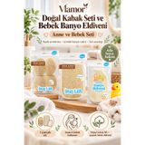 Vlamor Anne & Bebek Banyo Bakım Seti,Doğal Kabak Lifi ve Bebek Banyo Eldiveni
