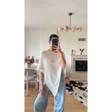 VLK STYLE kadın ekru tasarım asimetrik bluz
