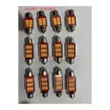 Vlotho 10 ADET TURUNCU Sofit Led Arıza Yakmaz C5w Tavan Plaka Ampül 36mm (AMBER)