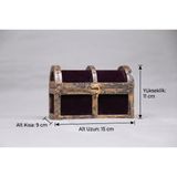 VM Tasarım - Eskitme Çerçeveli & Dokulu Anı ve Takı Sandığı (15x9x11 cm) | Dekoratif Hediye Kutusu