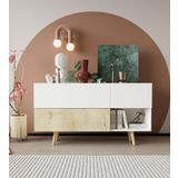 Vm Vertex Mobilya Bolonya Ahşap Ayaklı Modern Konsol 150 Cm Safir Meşe-Beyaz