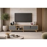 VM VERTEX MOBİLYA Latina Ahşap Ayaklı Tv Ünitesi Tv Sehpası 180 cm Safir Meşe - Antrasit - Safir - Antrasit