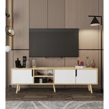VM VERTEX MOBİLYA Latina Ahşap Ayaklı Tv Ünitesi Tv Sehpası 180 cm Safir Meşe - Beyaz - Safirmeşe - Beyaz