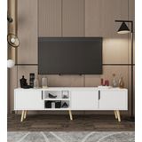VM VERTEX MOBİLYA Latina Ahşap Ayaklı Tv Ünitesi Tv Sehpası 180 cm Safir Meşe - Beyaz
