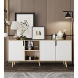 VM VERTEX MOBİLYA Latina Modern Konsol 3 Kapaklı 180 cm Safir Meşe - Beyaz - Safirmeşe - Beyaz