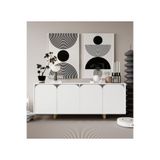 VM VERTEX MOBİLYA Lazio Bohem Ahşap Ayaklı Modern Konsol 180 Cm Beyaz Beyaz 45 x 180
