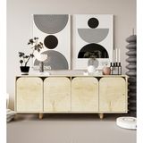 VM VERTEX MOBİLYA Lazio Bohem Ahşap Ayaklı Modern Konsol 180 cm Safir Meşe - 45x180 - Safirmeşe