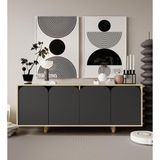 Vm Vertex Mobilya Lazio Bohem Ahşap Ayaklı Modern Konsol 180 Cm Safir Meşe-Antrasit