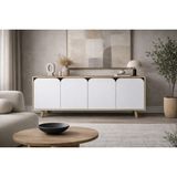VM VERTEX MOBİLYA Lazio Bohem Ahşap Ayaklı Modern Konsol 180 cm Safir Meşe-Beyaz - Safirmeşe - Beyaz - 45x180