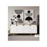 Vm Vertex Mobilya Lazio Bohem Ahşap Ayaklı Modern Konsol 180 Cm Safir Meşe-Beyaz