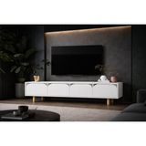 VM VERTEX MOBİLYA Lazio Bohem Ahşap Ayaklı Tv Ünitesi Tv Sehpası Beyaz - 30X180