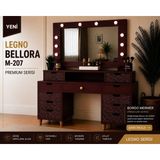 VM VERTEX MOBİLYA Legno Bellora Premıum Aynalı Bordo Mermer Desenli Makyaj Masası - Renkli