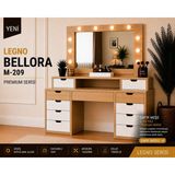 VM VERTEX MOBİLYA Legno Bellora Premium Aynalı Makyaj Masası Safir Meşe-Beyaz - Beyaz - Safir Meşe