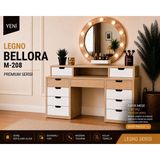 VM VERTEX MOBİLYA Legno Bellora Premium Yuvarlak Aynalı Makyaj Masası Safir Meşe-Beyaz - Safir Meşe - Beyaz
