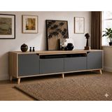 VM VERTEX MOBİLYA Legno Premium 180CM Konsol Safir Meşe-Antrasit - Safirmeşe - Antrasit
