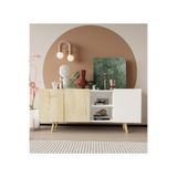 VM VERTEX MOBİLYA Milano Ahşap Ayaklı Modern Konsol 160 Cm Safir Meşe - Beyaz Safir Meşe-Beyaz