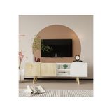 VM VERTEX MOBİLYA Milano Ahşap Ayaklı Modern Tv Ünitesi 160 Cm Safir Meşe - Beyaz Safir Meşe-Beyaz 180 x 50