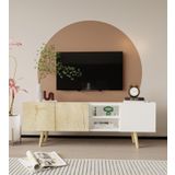 Vm Vertex Mobilya Milano Ahşap Ayaklı Modern Tv Ünitesi 160 Cm Safir Meşe - Beyaz