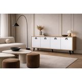 VM VERTEX MOBİLYA Mirza Modern Konsol 180 cm Safir Meşe - Beyaz - 45 x 180 cm - Safirmeşe - Beyaz