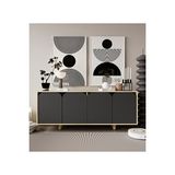 VM Vertex Mobilya Parma Lazio Bohem Ahşap Ayaklı Modern Konsol 180 CM Safir Meşe-Antrasit