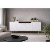 VM VERTEX MOBİLYA Roma Ahşap Ayaklı Modern Konsol Safir Meşe - Beyaz - 180X45 - Safirmeşe - Beyaz