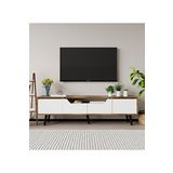 VM Vertex Mobilya Roma Ahşap Ayaklı TV Ünitesi Ceviz Beyaz
