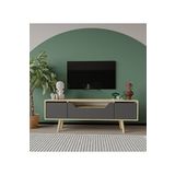 VM Vertex Mobilya Roma Ahşap Ayaklı TV Ünitesi Safir Meşe Antrasit 150 CM
