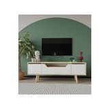 VM Vertex Mobilya Roma Ahşap Ayaklı TV Ünitesi Safir Meşe Beyaz 150 CM