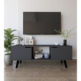 VM VERTEX MOBİLYA Siena Ahşap Ayaklı Tv Ünitesi Antrasit Televizyon Konsolu 140 cm Ekonomik Modül