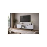 Vm Vertex Mobilya Siena Ahşap Ayaklı Tv Ünitesi Beyaz Televizyon Konsolu 140 Cm Ekonomik Modül Sehpa