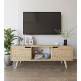 VM VERTEX MOBİLYA Siena Ahşap Ayaklı Tv Ünitesi Safir Meşe Televizyon Konsolu 140 cm Ekonomik Modü