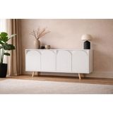 VM VERTEX MOBİLYA Venezia Ahşap Ayaklı Bohem Konsol Beyaz 150 cm - 150X45 - Beyaz - Beyaz