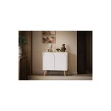 Vm Vertex Mobilya Venezia Ahşap Ayaklı Bohem Konsol-Çok Amaçlı Dolap-Vitrin Safir Meşe-Beyaz 76 Cm