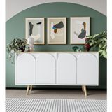 VM VERTEX MOBİLYA Venezia Ahşap Ayaklı Bohem Konsol Safir Meşe-Beyaz 150 cm - 150X45 - Beyaz - Meşe