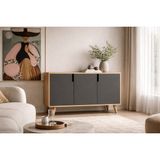 VM VERTEX MOBİLYA Verona 120 cm Konsol, Kahve Köşesi, Tv Ünitesi, Çok Amaçlı Ahşap Ayaklı Konsol Safir-Antrasit - Safirmeşe - Antrasit