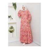 vmeste Pembe şal desenli viskon elbise