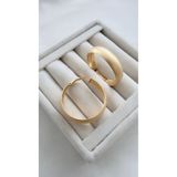 VNS Accessories İthal Mat Rodyum Kaplama Kalın Gold Halka Küpe (4 CM)