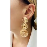 VNS Accessories Üçlü Halka Tasarım Uzun Küpe (7 CM)