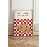 Voba Store Voba Çerçeve Görünümlü Mutfaklar Için Kruvasan Temalı Mdf Tablo-69 - 35 x 50