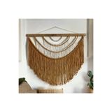 VOBU HOME & LIFE DESIGN EL YAPIMI MAKROME BOHO DUVAR SÜSÜ, SALON VE YATAK ODASI DEKORU, BÜYÜK RUSTİK DEKOR ( HARDAL- KREM)