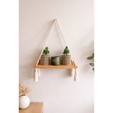 Vobu Home & Life Design Makrome Askılı Masif Ahşap Duvar Rafı – Bohem Minimal Dekoratif Raf | Pinterest Tarzı - 30 x 13