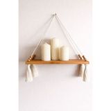Vobu Home & Life Design Makrome Askılı Masif Ahşap Duvar Rafı – Bohem Minimal Dekoratif Raf, Pinterest Tarzı Dekoratif ve Toparlayıcı Duvar Rafı, Banyo ve Mutfak Rafı - 45 x 13