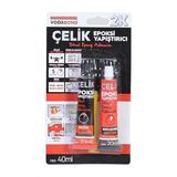 Vodabond Çelik Epoksi Yapıştırıcı 20+20 ml Seramik Ahşap Metal Plastik Cam İçin Dayanıklı ve Güçlü - Siyah
