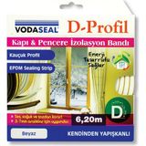 Vodaseal 5 Adet Kapı Pencere Bandı D Profil 6,25 mt Beyaz