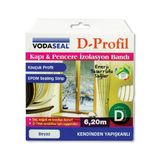 Vodaseal D Profil Kapı Ve Pencere İzolasyon Fitil Bandı 6.20 Mt. - Beyaz
