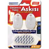 Vodaseal Iz Bırakmadan Sökülebilir Bantlı Tablo ve Çerçeve Askısı - 2 Adet - Beyaz - 2 Adet Askı.