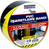 Vodaseal Sarı Siyah Uyarı Ikaz Pvc Işaretleme Bandı - 50 mm x 30 Mt. - Sarı - Siyah - 50 mm. x 30 mt.