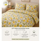 Voddi Etnik Desenli | Çift Kişilik Nevresim Takımı | Çarşafı Lastikli 180X200 cm | %80 Pamuk - Taş - Kırık Beyaz - Kiremit - 200 x 220 cm