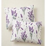 Voddi Lavanta Desen'li | 2 Adet | Fermuarlı | 50X70 cm Yastık Kılıfı | Pamuklu - Mor