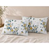 Voddi Limon Desen | 2 Adet | Fermuarlı | 50X70 cm Yastık Kılıfı | Pamuklu - Mavi -Beyaz